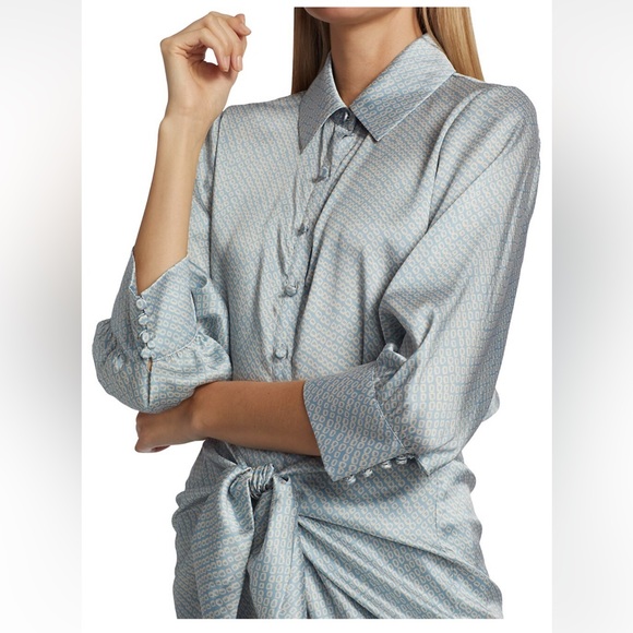 Cinq a Sept Gaby Tie-Waist Mini Shirt Dress Sz 14 - Picture 7 of 8